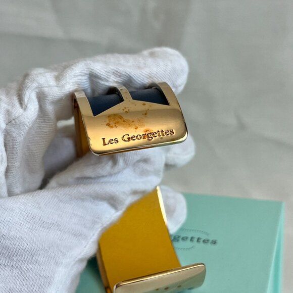 Les Georgettes Gold Plated Diamond Design With Stones 25mm Cuff - Picture 4 of 8